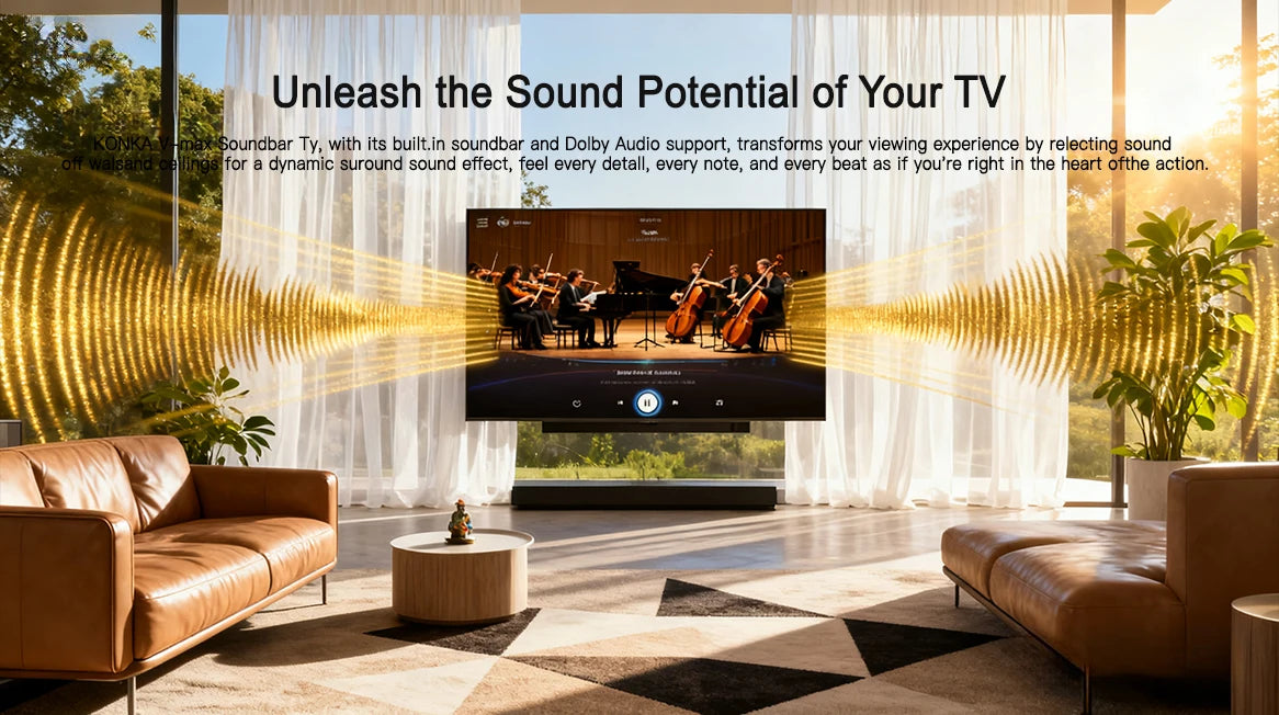 KONKA 32" Smart TV with Built-in Soundbar Power by Samsung HDR10 Theater Audio Dynamic Sound for Movie Watching LED Digital TV