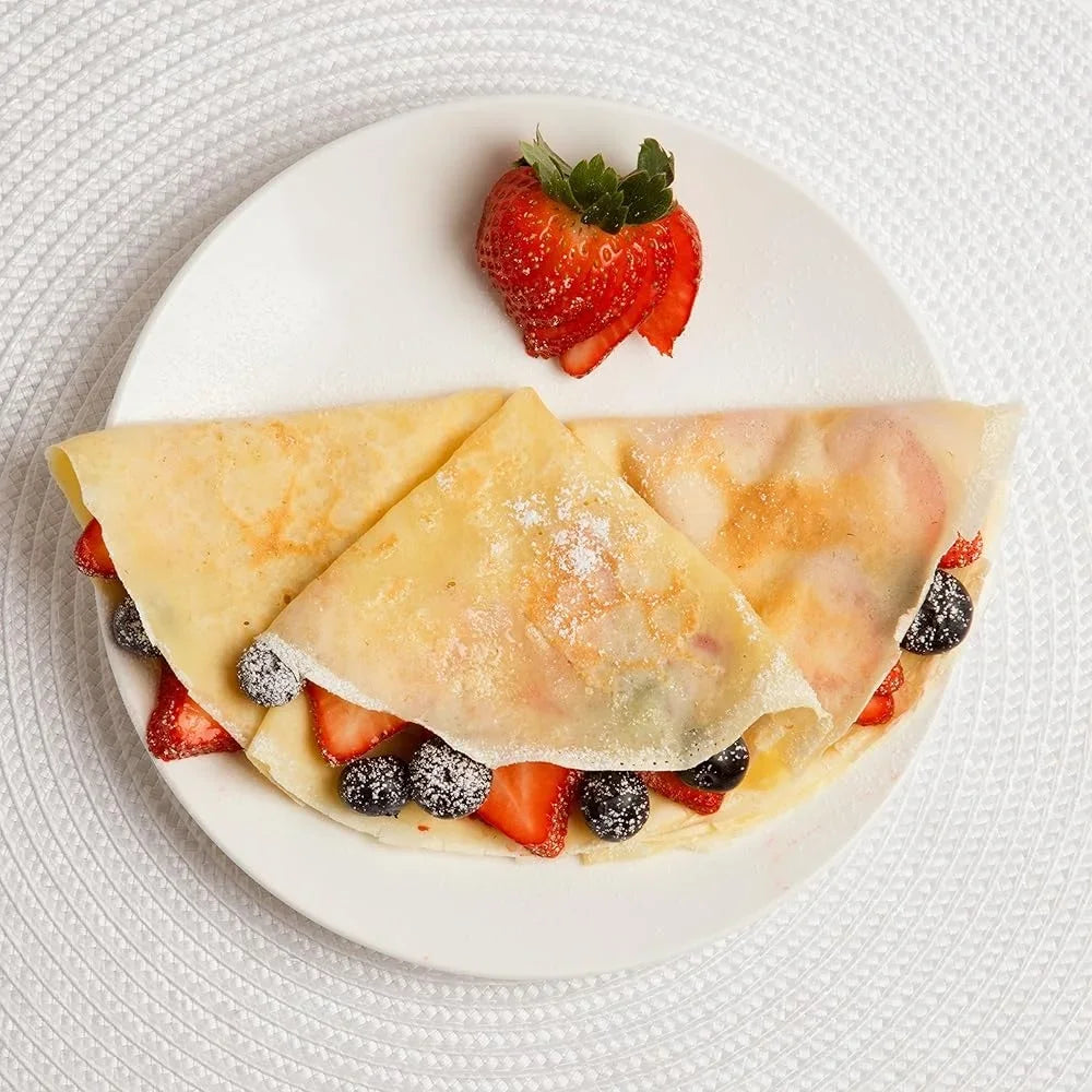 Cordless Electric Crepe Maker Non-stick Dipping Plate Batter Spreader Recipe Guide Compact Kitchen Appliance Crepes and Pancakes